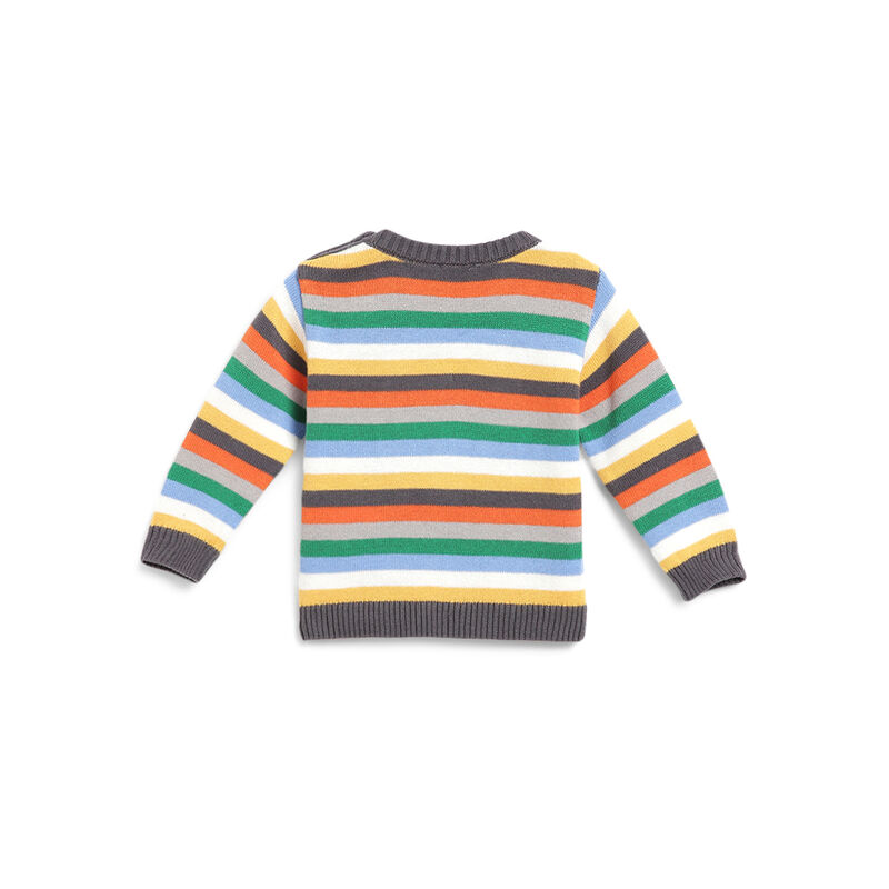 Boys Grey Striped Pullover image number 1